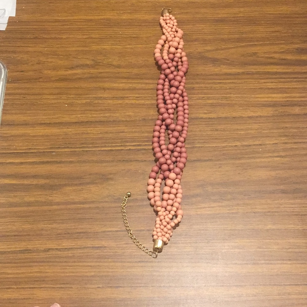 Ombré Pink Beaded Simple Necklace